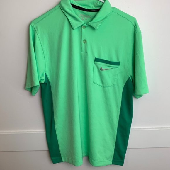 Nike Dri-Fit Golf Light Green Tour Performance Short Sleeve Shirt - Picture 1 of 5